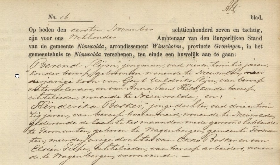 1-11-1887 huwelijk Berend Slijm